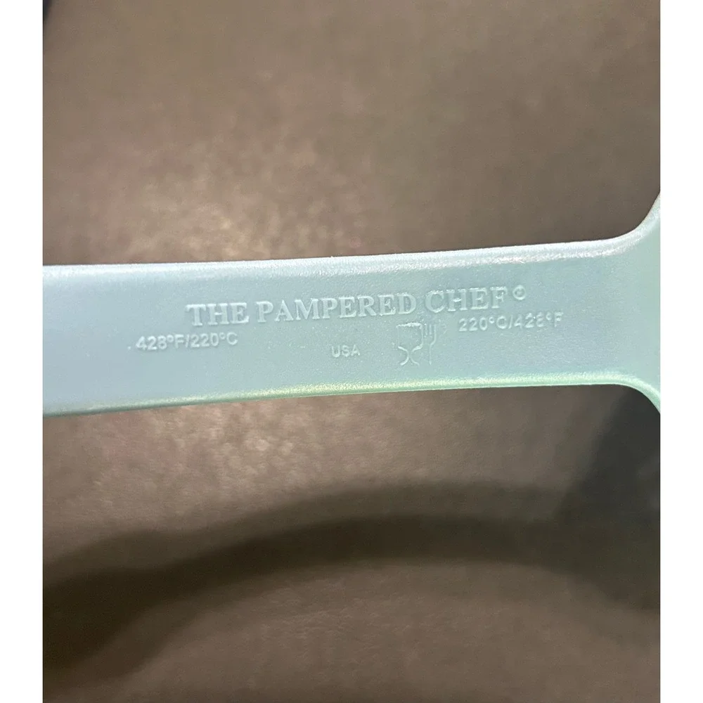Pampered Chef Blue Nylon Slotted Spatula Turner&Spoon SET Heat Resistant Retired